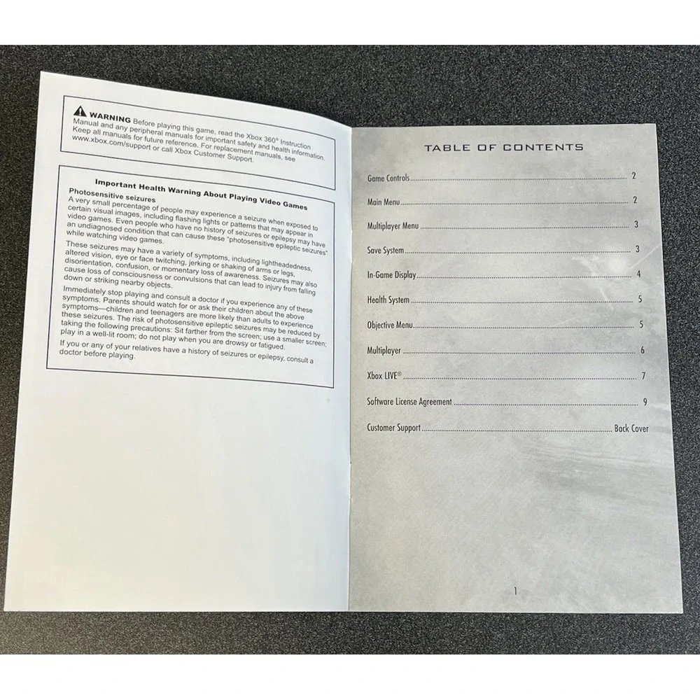 XBox 360 Call Of Duty World at War Case Insert and Instruction Manual Only